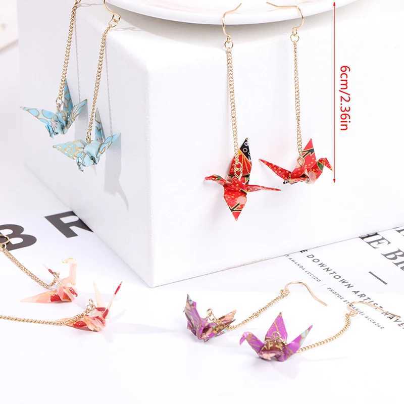 1 pair of origami womens pendant earrings ethnic crane pendant romantic party accessory charming gift W240904
