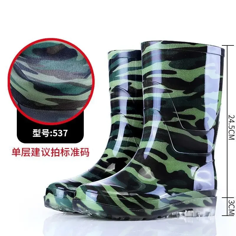 Camo Men Anti Slip High Water Kitchen Waterproof Rubber Shoes Work Rain Boots for Fishing 2024 c7f1