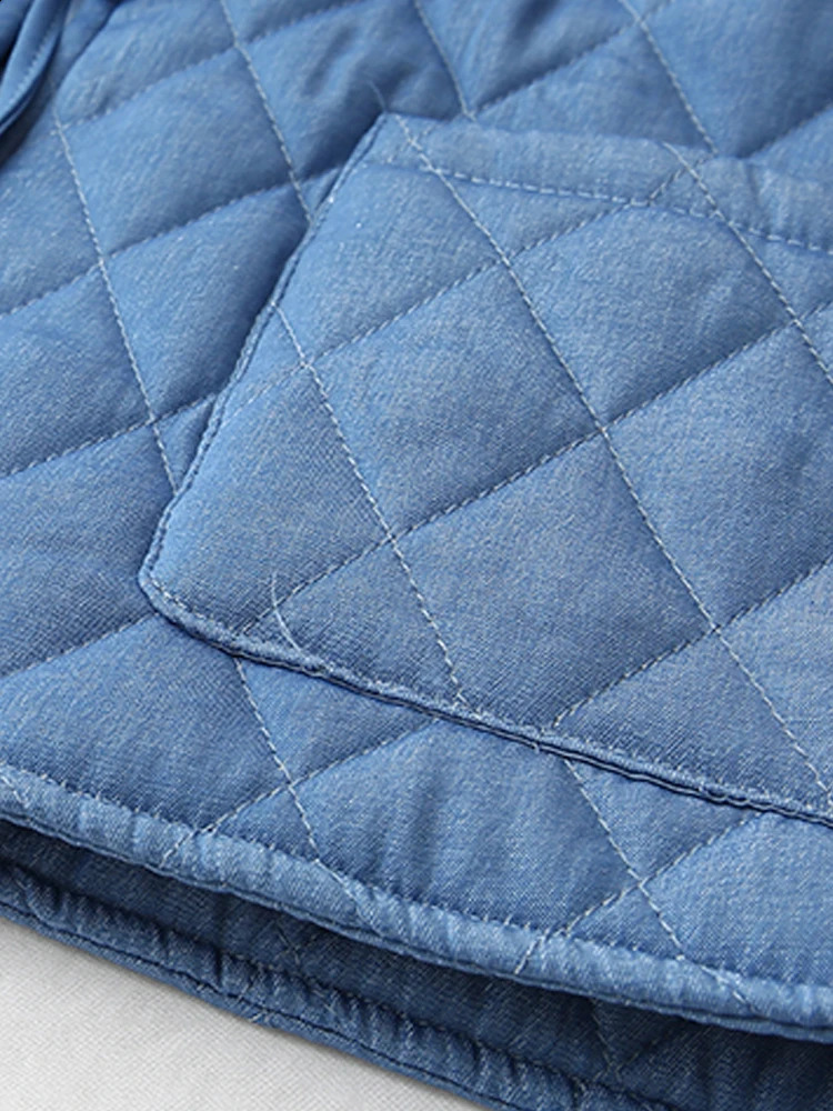 Kapuza Womens Tie Patch Pocket Jacket with Retro Collar Long Sleeve Unique Top 240902