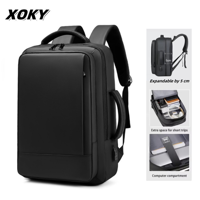 XOKY Business Mens Waterproof Classic Backpack USB Charging Sports Travel Fashion 2051 240903