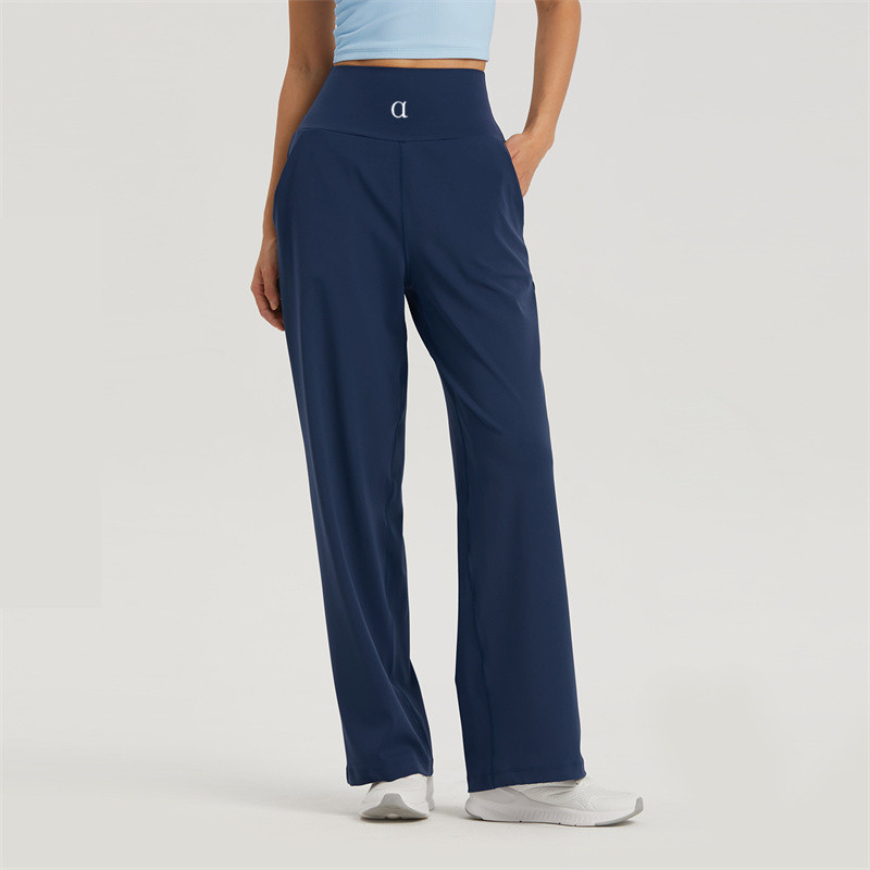 A1527 Yoga Wear Womens Ninth Jogging Pants Loose Wide Leg High Waist Training Strap Pants 5 Colors