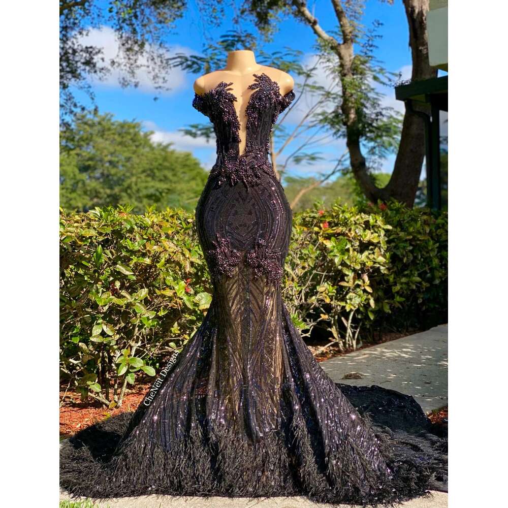 Black Crystal Dress Illusion Open Back with Zipper Closure Low Cut Skin Tone Mesh Gown
