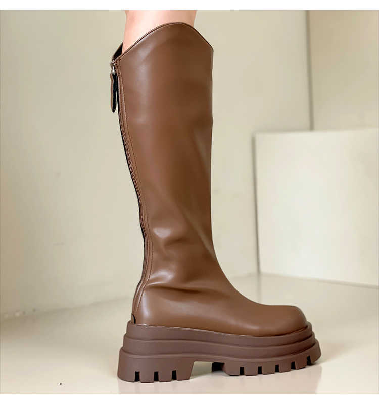 Womens Long Martin Boots For Autumn Winter V-neck Fashion Boots High-heeled And Thick Soled Shoes That Look Slimmer Knee Knight Slim Boots Trend 24082