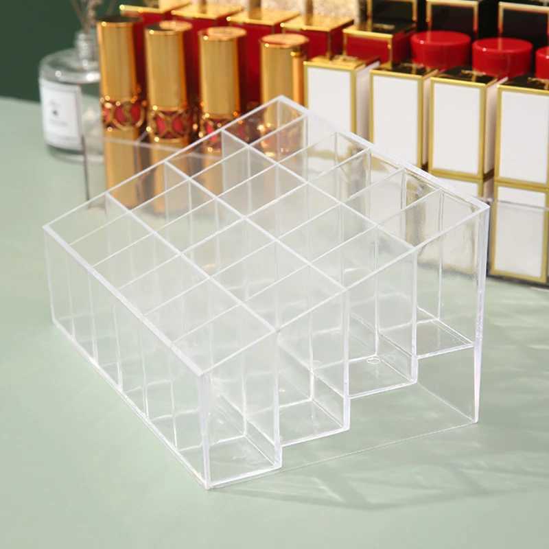 9/24 Grids Clear Acrylic Lipstick Box Makeup Organizer Storage Box Make Up Brush Organizer Display Holder Cosmetic Organizer Box Y240906