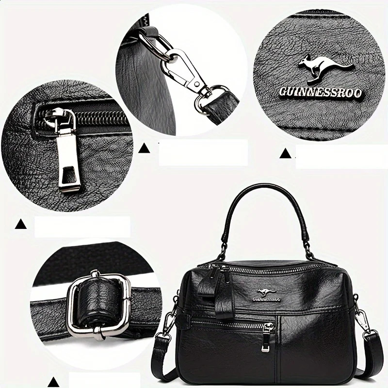 Sheepskin Boston Bag Cross Straddle Handbag Fashion Cool Soft Leather Womens 240903