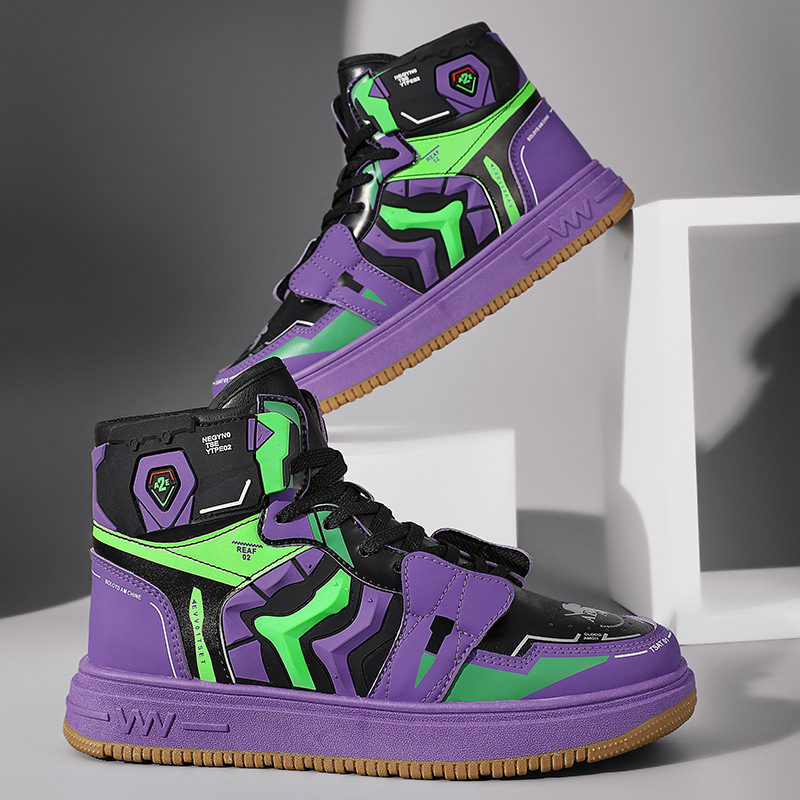 Brand Fashion Purple Men's High Sneakers Comfortable Flat Designer Shoes Men Lace-up Casual Sneakers Men zapatillas de hombre
