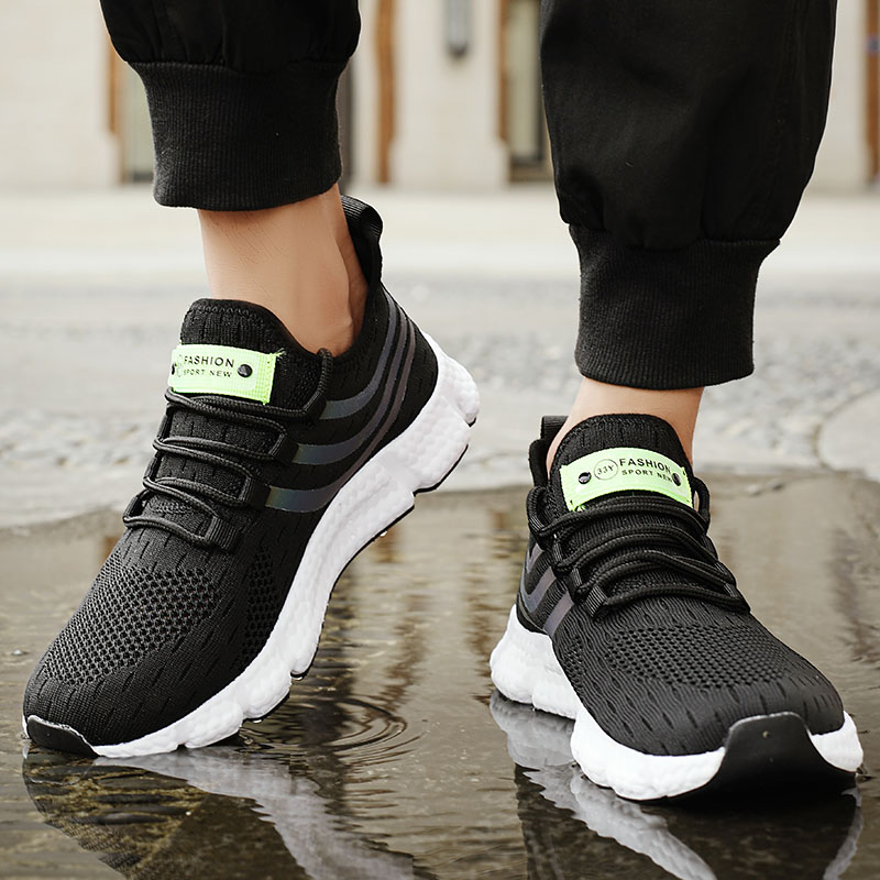 Men Casual Sport Shoes Breathable Lightweight Sneakers Outdoor Mesh Black Running Shoes Athletic Jogging Tenis Walking Shoes