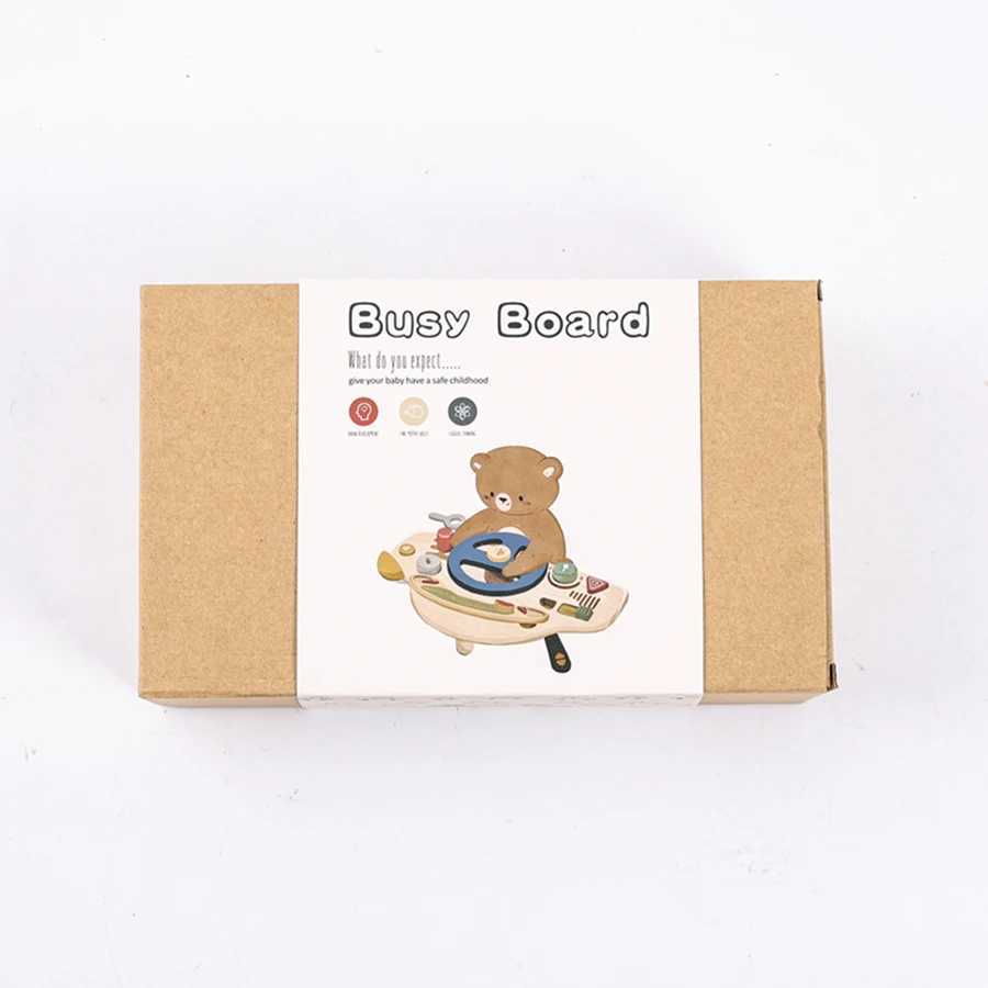 Baby Montessori toy turning wooden car block turning wheel activity busy board early childhood sensor early education toy gift W240827