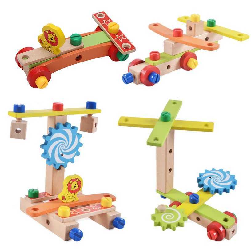 Wooden assembly chair Montessori toy childrens multifunctional various nut combination assembly tool chair educational wooden toy W240827