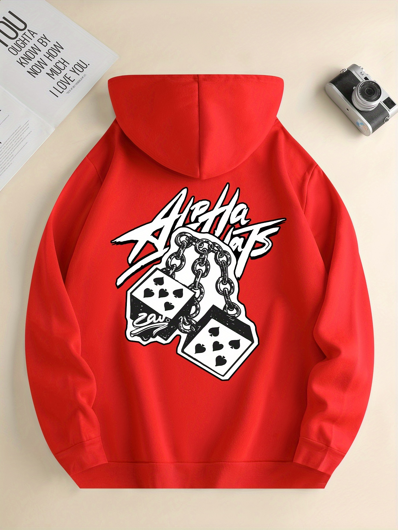 Chain Poker Trendy Printed Patterns, Men's Unique And Stylish New Hoodie With Kangaroo Pocket, Casual And Fashionable Long-sleeved Round Neck Swe