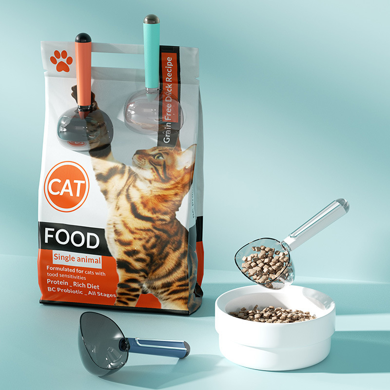 Halloween cat measuring long handled dog food spoon storage bowl cat food shovel cat feeding spoon pet sealed food spoon measuring cup