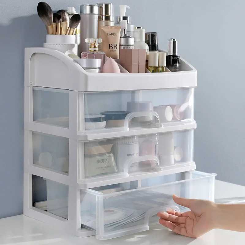 Make Up Case Jewelry Container Box Makeup Organizer Drawers Plastic Cosmetic Storage Box Makeup Brush Holder Organizers Y240906
