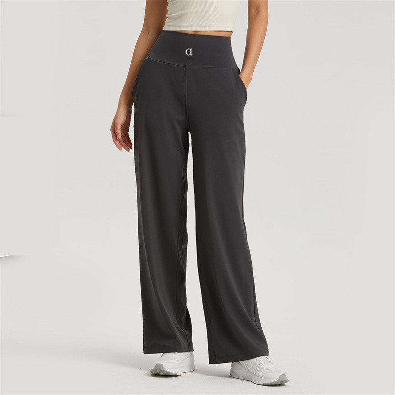 A1527 Yoga Wear Womens Ninth Jogging Pants Loose Wide Leg High Waist Training Strap Pants 5 Colors