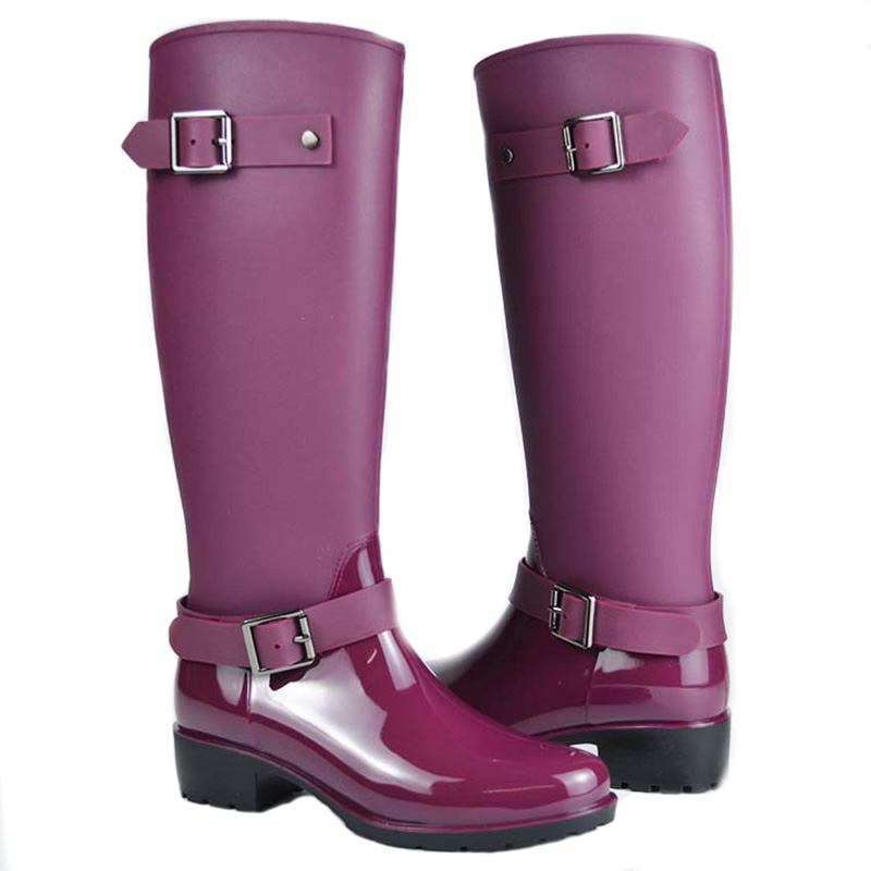 winter Spring brand design mid-calf student zip rain boots preppy shoes woman buckle rubber rainboots 786 4156