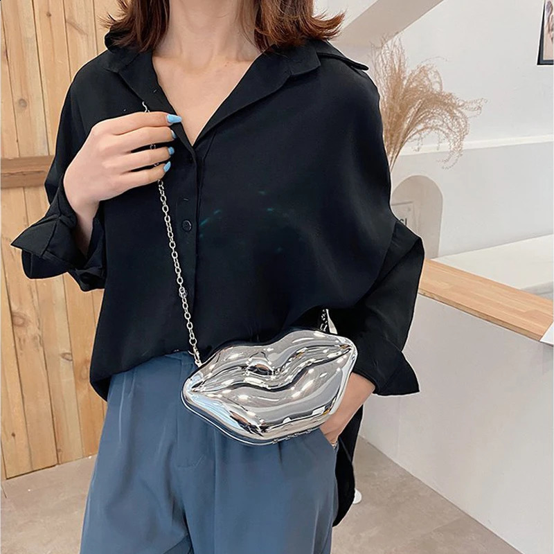 Funny Mouth Shaped Crossbody Bag for Women Creative Lips Shoulder Bags Cute Acrylic Small Box Female Purses 240904