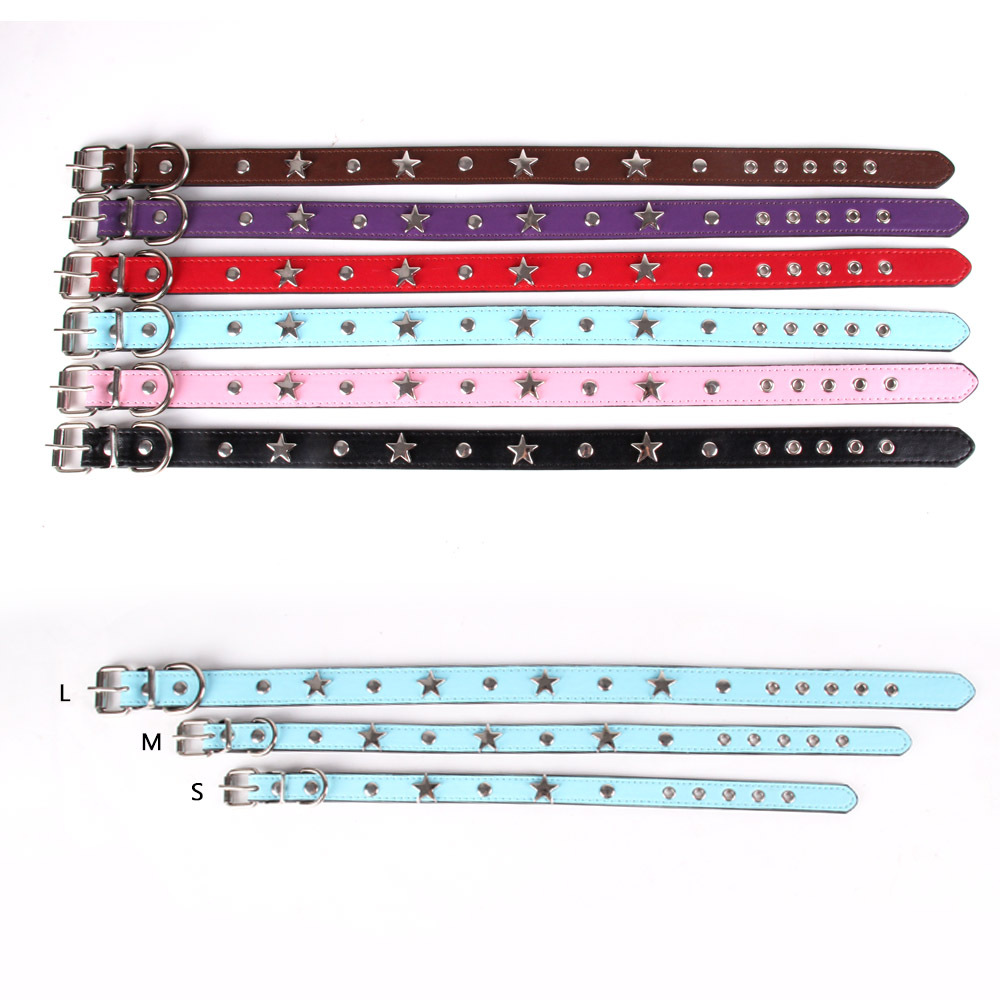 halloween Pet toys European leather small and medium-sized dog collars star shaped dog chains in stock for pets Leather Pet Supplies