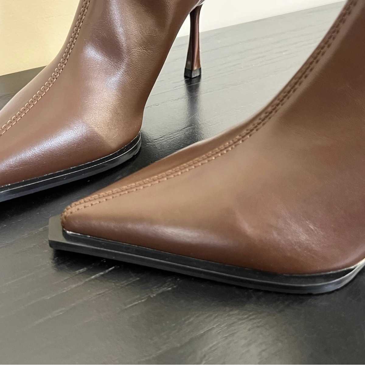 Slimming Pointed High-heeled Martin Women Boots Leather Elastic Long Fashion Boots For Womens Autumn And Winter Leg Hugging Boots 240826