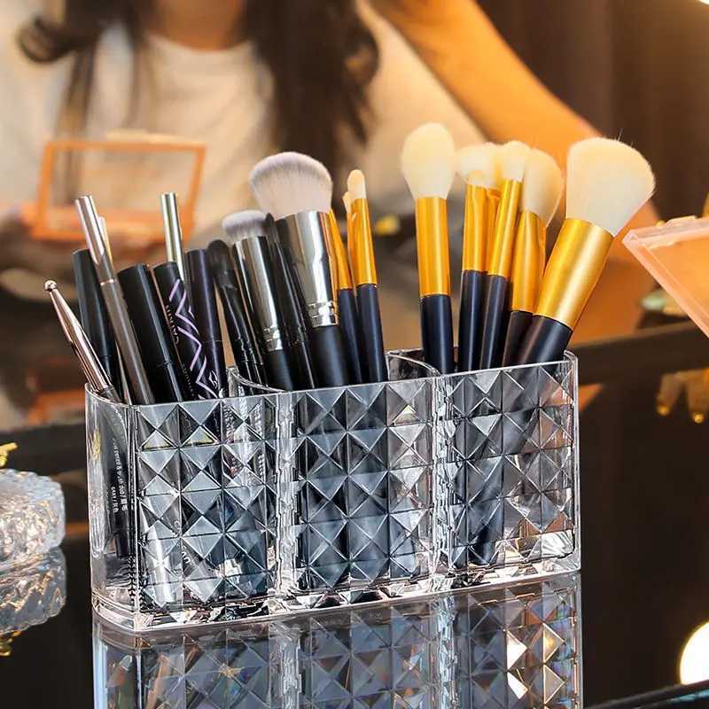 Acrylic Cosmetic Storage Box Makeup Brush Holder Organizer Lipstick Eyebrow Pencil Bathroom Storage Display Stand Diamond Y240906