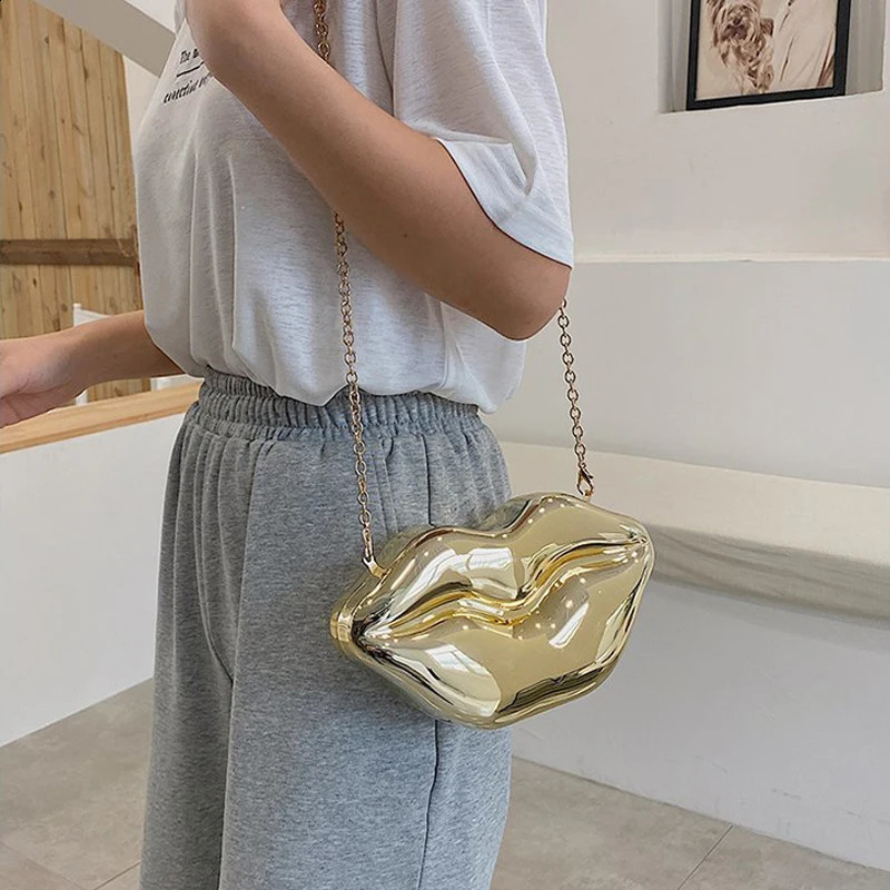 Funny Mouth Shaped Crossbody Bag for Women Creative Lips Shoulder Bags Cute Acrylic Small Box Female Purses 240904