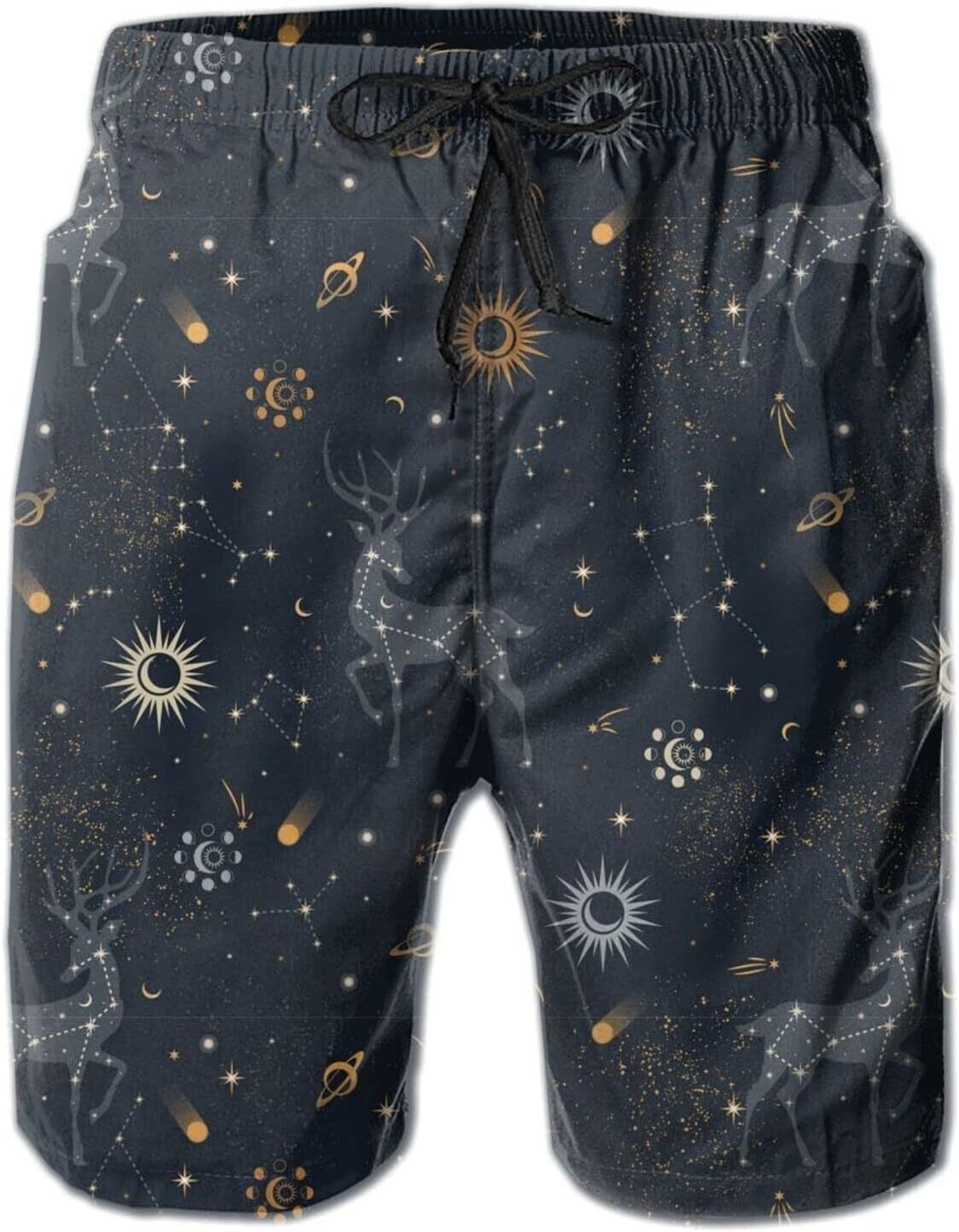 2024 Mens Shorts 3D Printed Pattern Beautiful Starry Sky Swim Trunks Quick Dry Casual Beach Board Swimwear