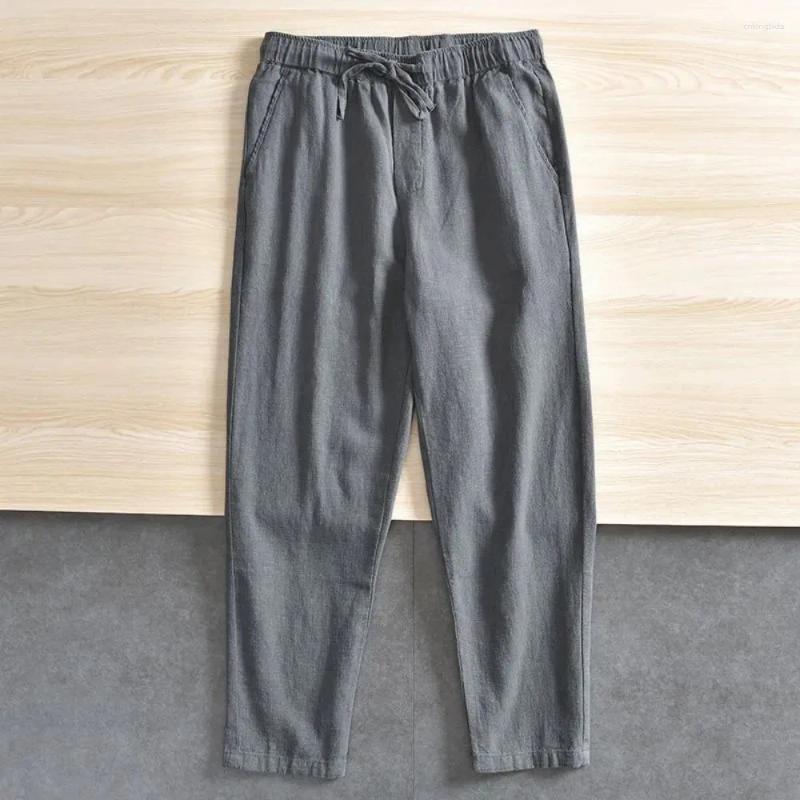 Mens Pants Casual Baggy Streetwear Men Joggers Cotton Linen Sports Trousers Long Straight For