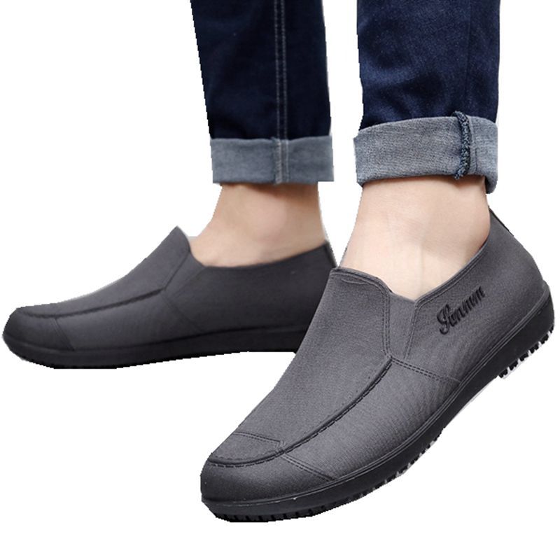 Non-slip Men Waterproof Garden Slip on Car Wash Work Elasticity Ankle Rain Boots Safety Shoes 783c