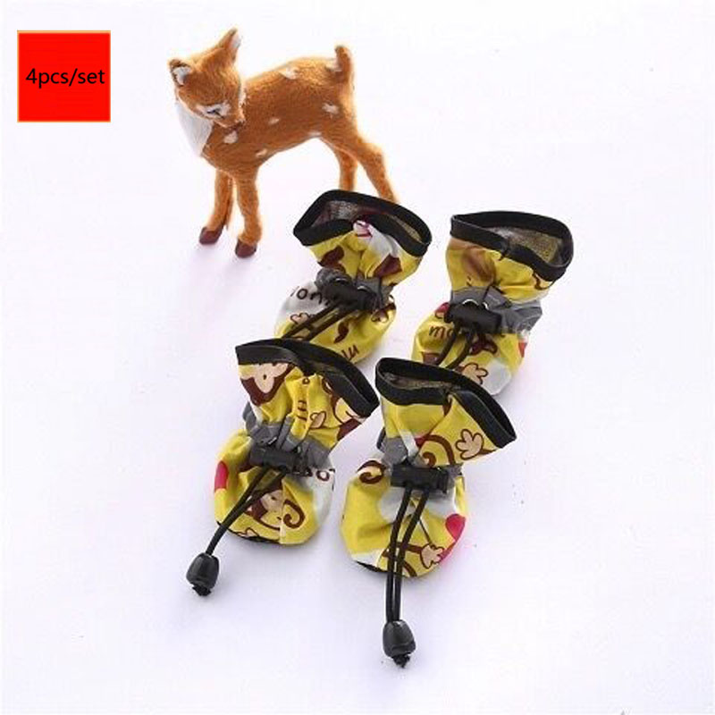 4pcs/set Waterproof Anti-Slip Pet Dog Shoes Rain Boots for Small Cats & Dogs Puppy Dog Pet Booties Pet Accessories