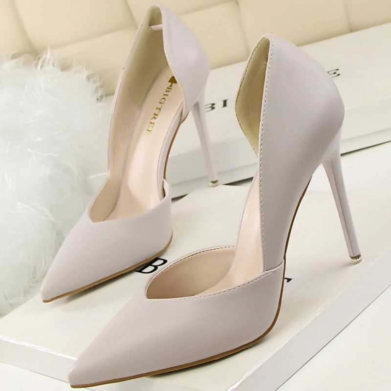 High Quality BIGTREE Shoes White Womens Pump Pu Leather High Heels Stiletto Shoes Wedding Shoes Pointed Toe Classic Pump Womens Basic Pump T241024