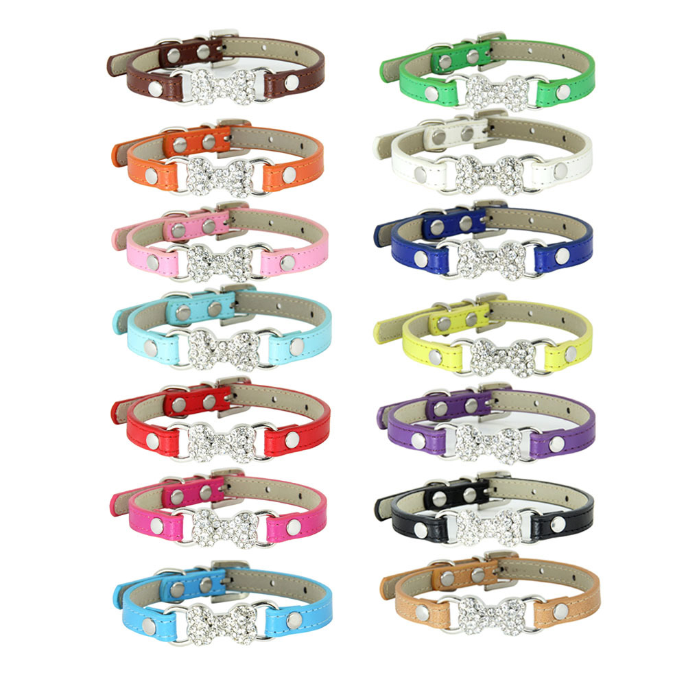halloween pet Stylish Crystal Diamond Accessory Leash - Durable PU Leather Dog and Cat Collars