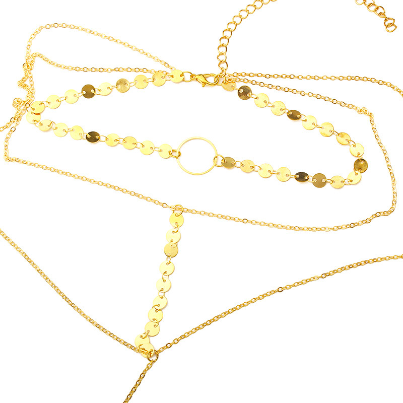 Stylish European-American Style Triple Circle Choker Necklace for Women