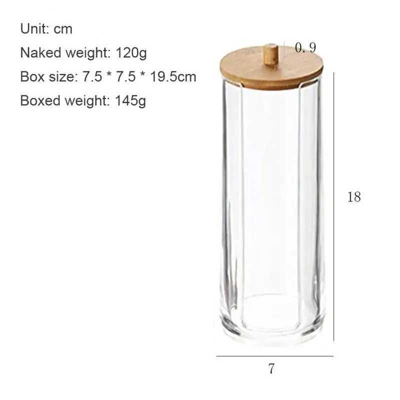 Acrylic Storage Box Bathroom Jar Makeup Organizer Cotton Round Pad Holder Cotton Swab Box Qtip Holder Dispenser with Bamboo Lid Y240906