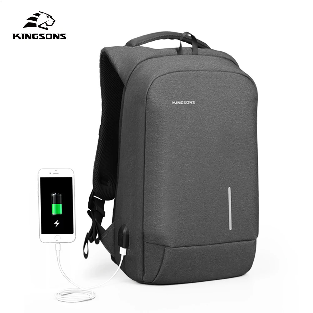 Kingsons 15 17 inch Laptop Backpack Mens Fashion Multi functional USB Charging Bag Anti theft and Waterproof 240903