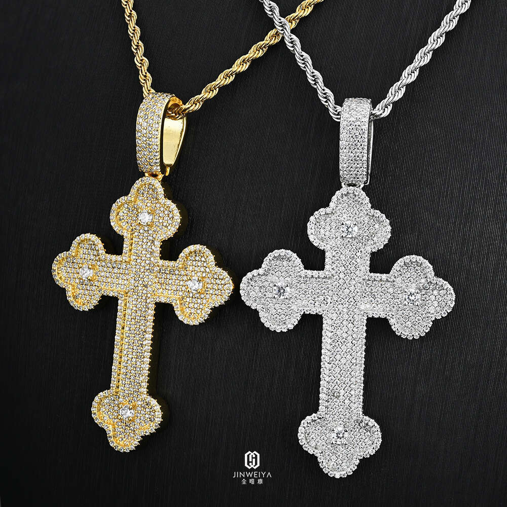 iced out S Sier Gold Plated VVS Moissanite Hip Hop Cross Pendant For Necklace