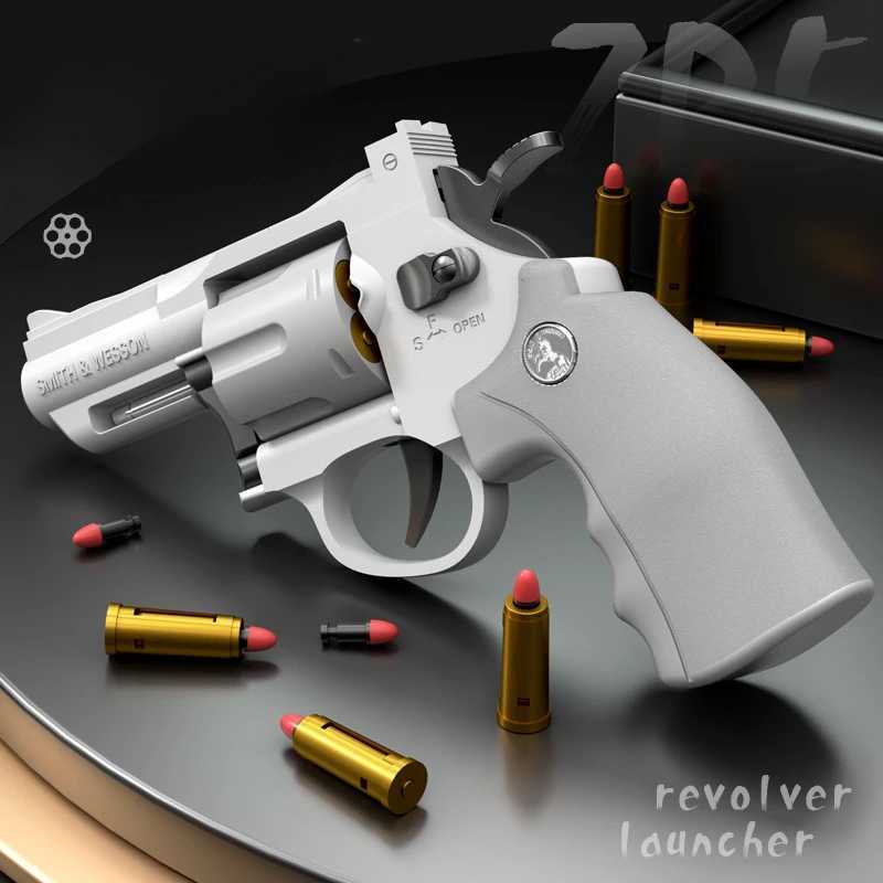 Childrens quick shooting revolver toy soft bullet gun Magnum Zp-5 357 real pistol fake gun model boy shooting toy childrens gift W240904