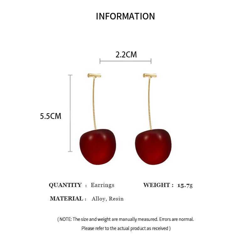 Sweet red cherry earrings for women fashionable and exquisite fruit design drip hanging earrings for weddings parties Korean earrings jewelry gifts W2