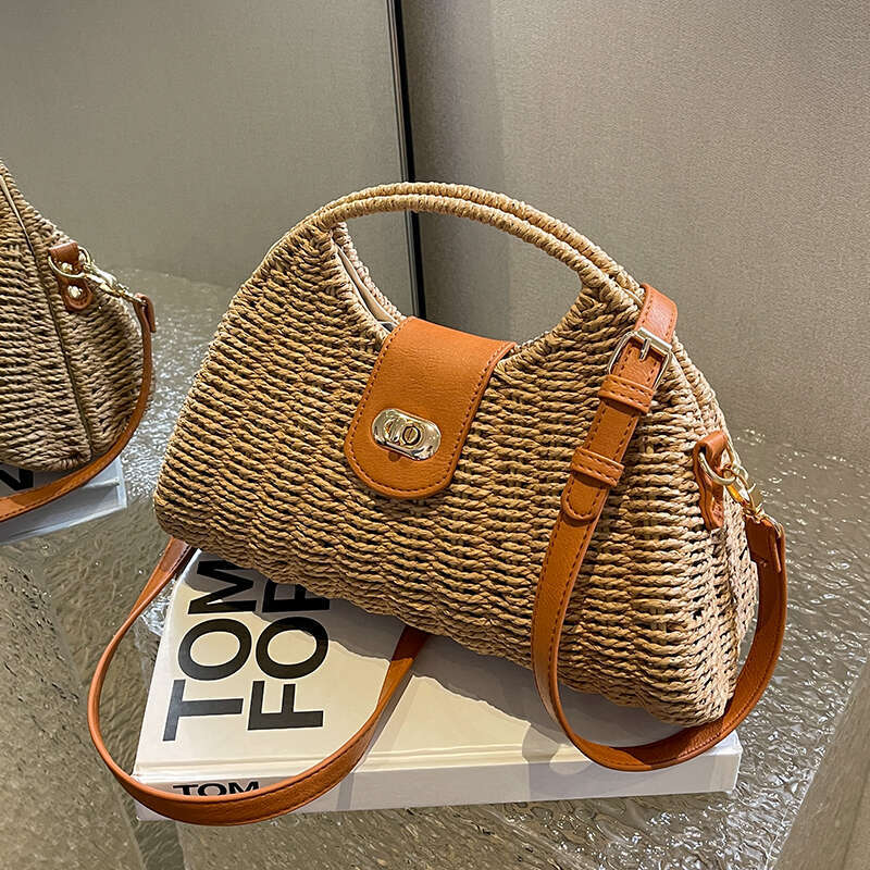 straw New Summer bag women small Woven Handmade design Handbag Lady Tote Vacation Beach Rattan leisure Shoulder Bag Hand cdbd 4