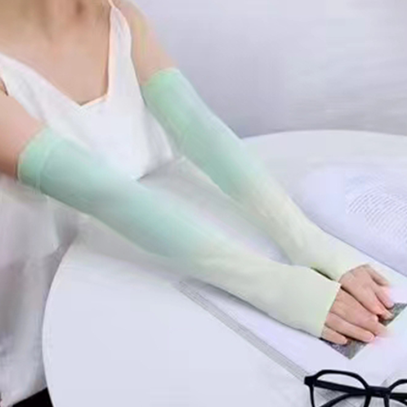 Gradient sunscreen dazzle color ice sleeve women summer ice silk sleeve set two-color UV protection