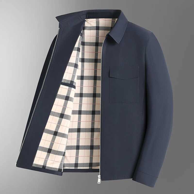 Autumn New Mens Fashion Slim-fit British Style Zipper Solid Color Business Leisure Solid Color Middle-aged and Elderly Jacket Y240906