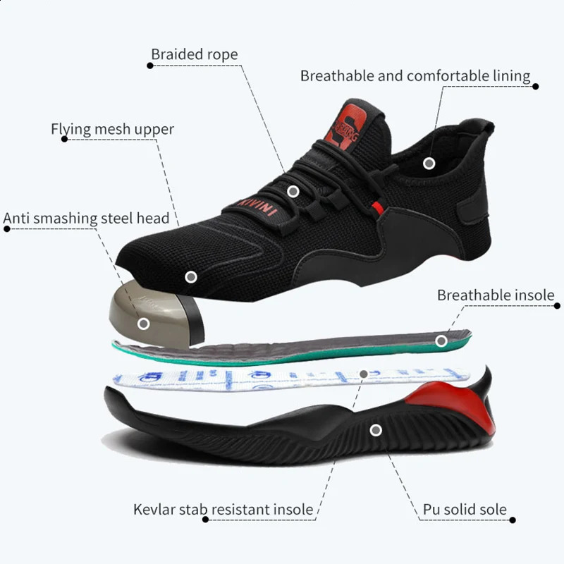 Drop Men Women Work Shoes Steel Toe Cap Safety Boots European Standard Anti-smash Anti-puncture Sport Shoes Safety Shoes 240902