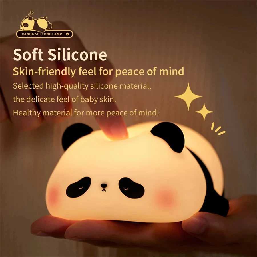 Panda Silicone Night Light USB Charging Bedlight Childrens Holiday Gift Bedroom Decoration Eye Protection Light W240816