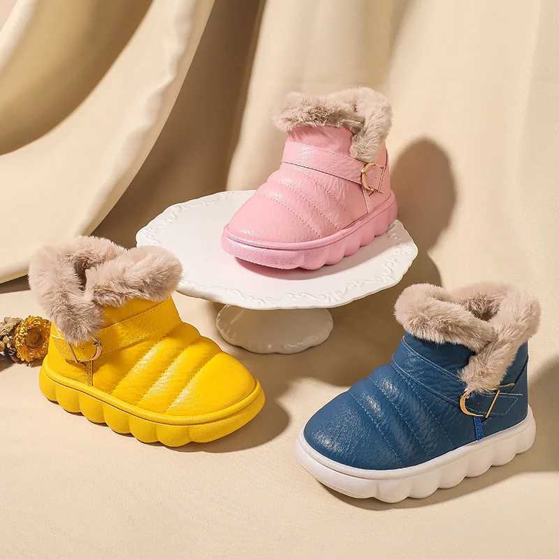 Snow boots childrens fashion and leisure autumn and winter new item thick warm leather boys and girls cotton boots waterproof for children M241102
