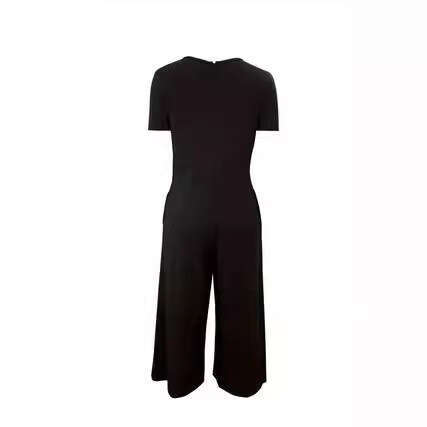 Shein women's commuting jumpsuit 2024 spring/summer casual solid color short sleeved wide leg pants