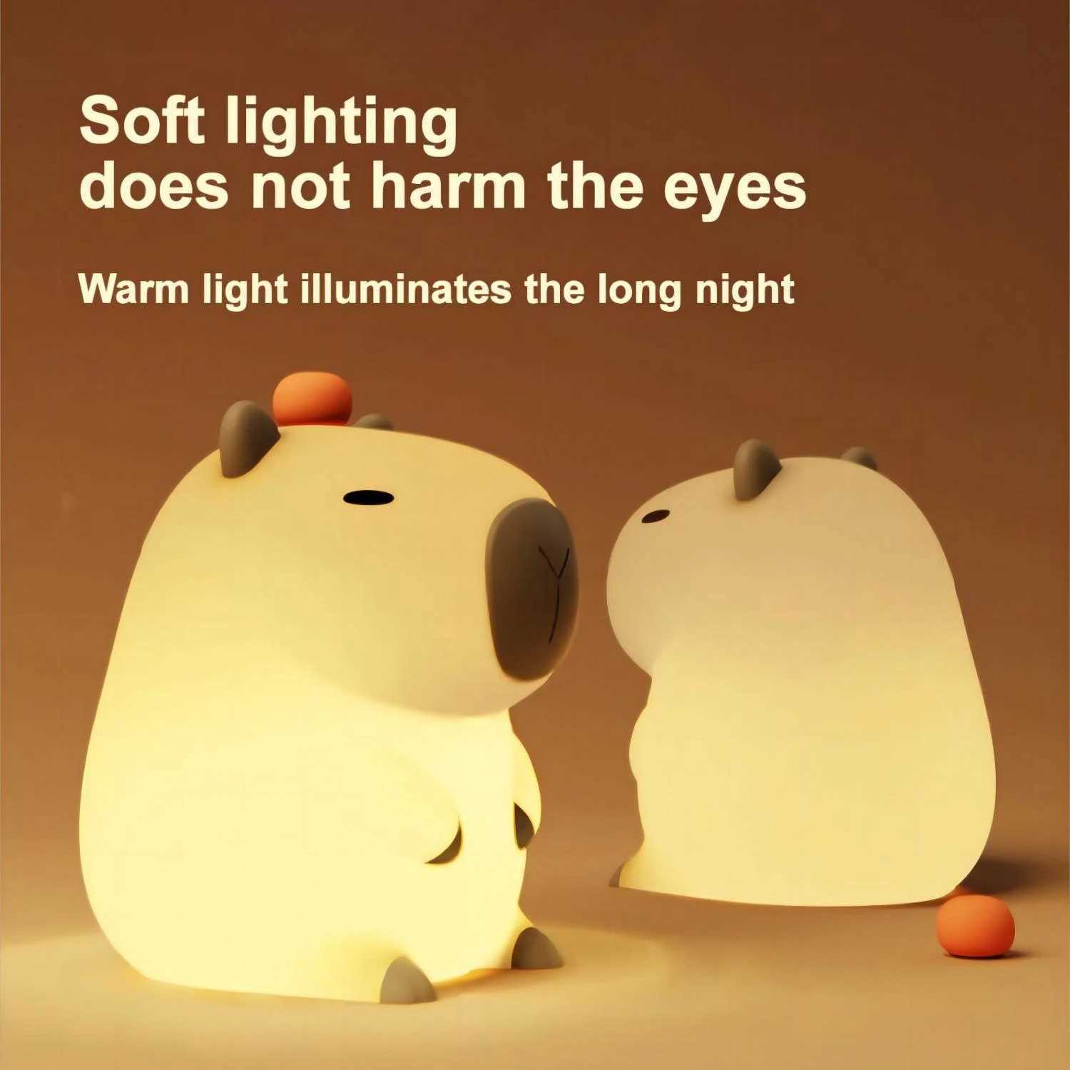 Cute silicone LED Capybara night light animal light touch sensor night light childrens bedroom decoration birthday gift W240816