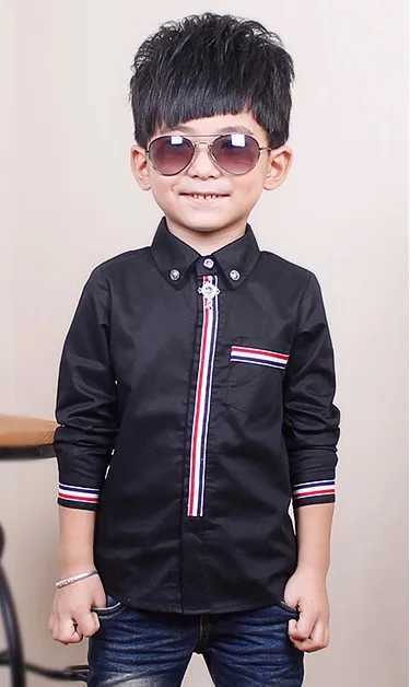 New Autumn And Winter Childrens Shirts White British Shirt Boy Long-sleeved Clothes Big Kids Cotton Student Shirt Y240906