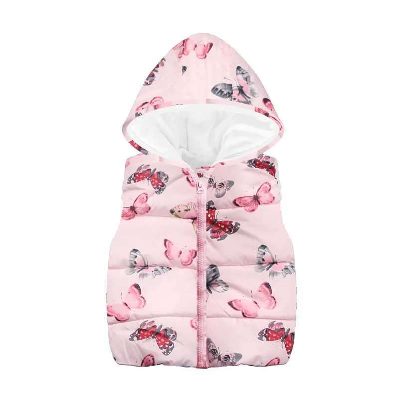 Spring Autumn Girls Boys Vest Fashion Cartoon Flower Printing Waistcoat Hooded Vests For Girls Boys Warm Outerwear Coats Clothes Y240906