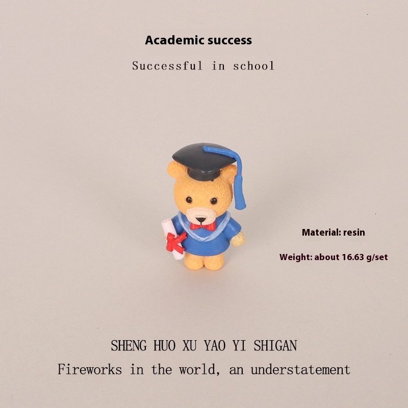 Mini Cute Bear Doctor Learning Creative Resin Crafts Ins Micro Landscape Office Desktop Ornament OB1