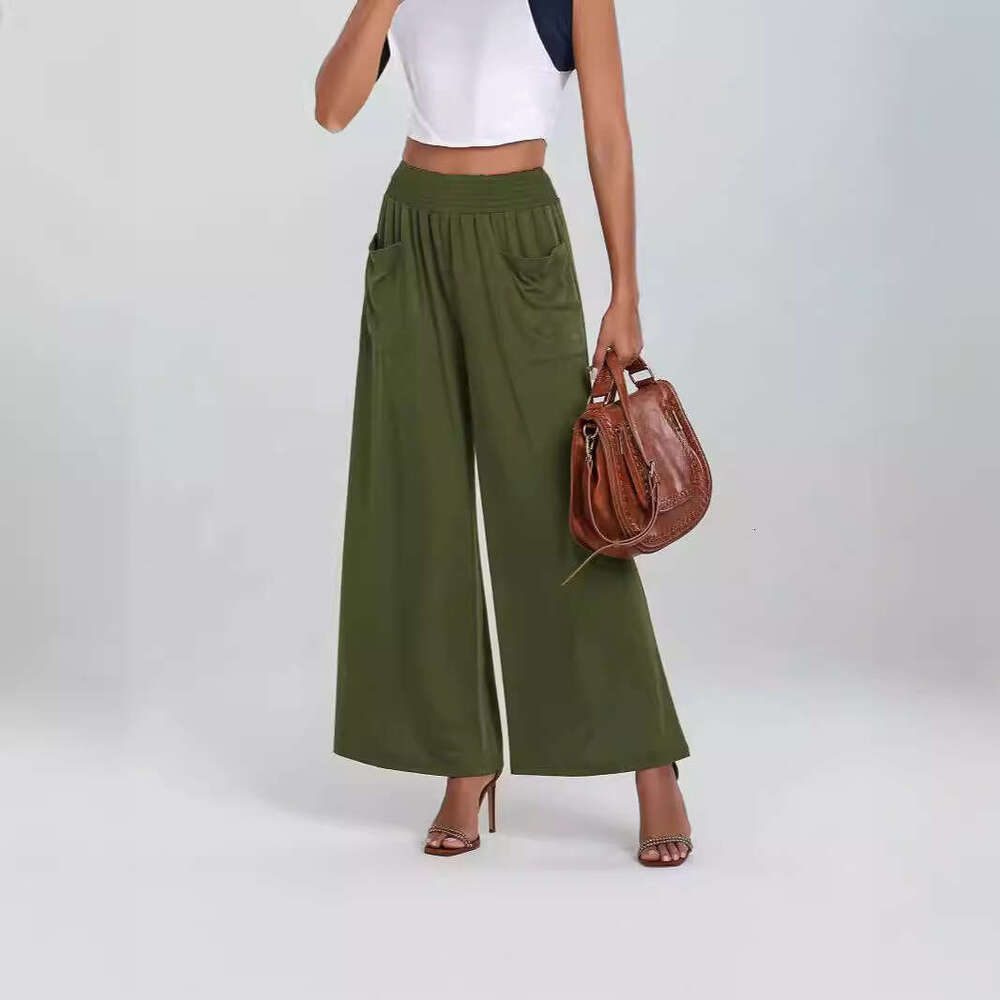 2024 New High Waist Wide Leg Sports Pants, Casual Loose Pockets, Hip Lifting, Slimming Long Pants for Women
