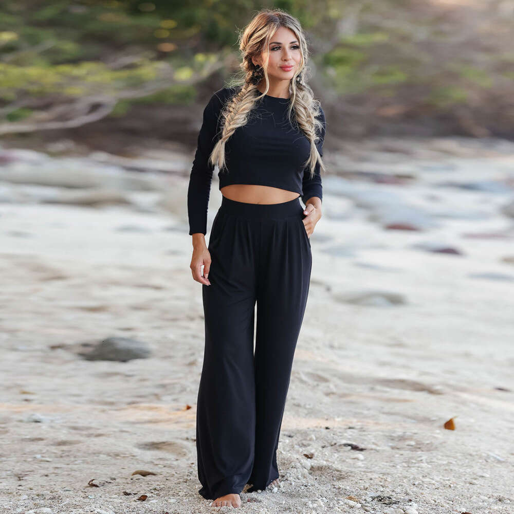Fashion Casual 2024 Autumn/Winter New Long Sleeve T-shirt+Pants Two Piece Set Large Women's Wear