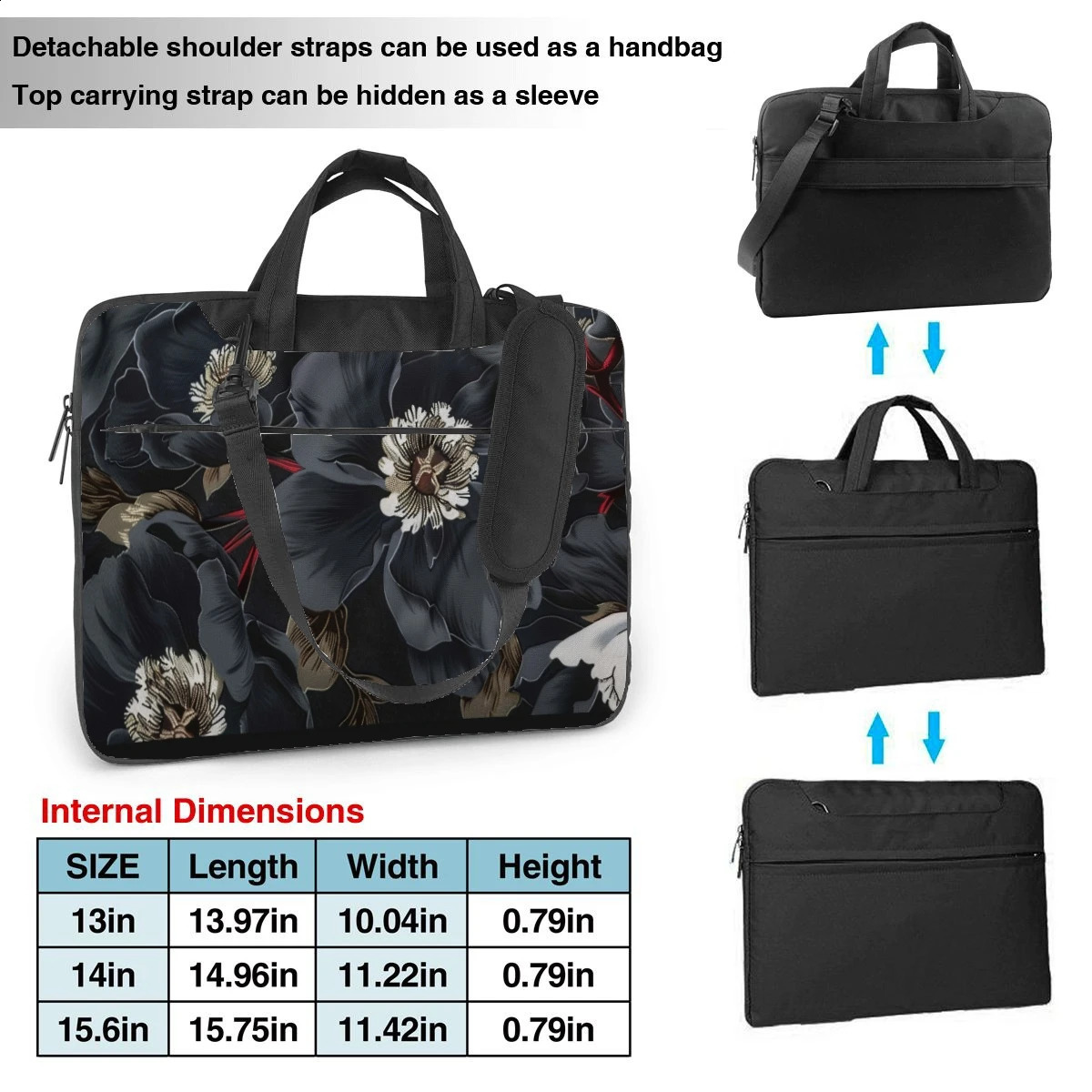Plant Flowers Leave Laptop Bag Printed Pattern Fashionable Brief Case Ultra Thin Portable 13 14 156 inches 240906