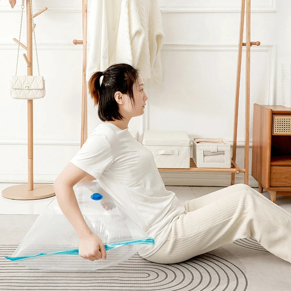 6PCSSet Vacuum Storage Bags with Pump Transparent Folding Compressed Space Saving Bag for Clothes Large Travel Container 240906